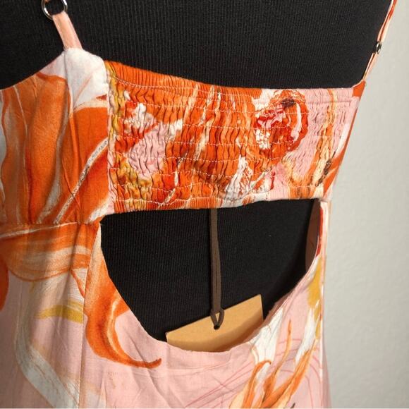 Able the Label Flower Bomb orange floral high low sundress size Medium NWT - Picture 11 of 12